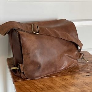 Distressed Buffalo Leather Messenger Bag